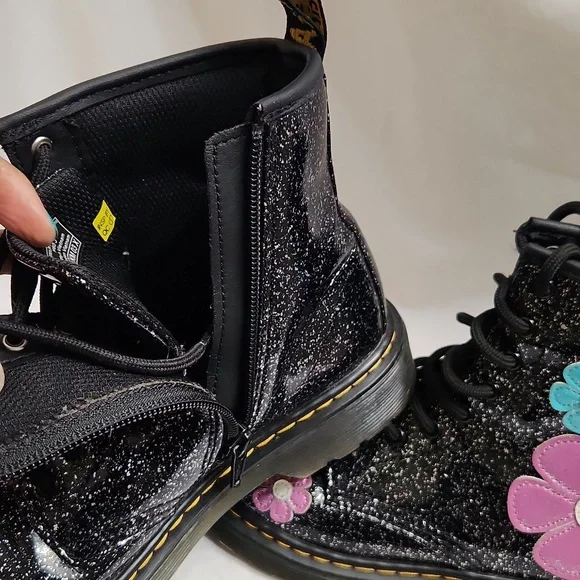 Dr. Martens 1460J Floral Glitter Patent Leather Lace-up boots (size 3) - Picture 11 of 14